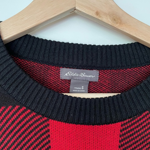Eddie Bauer Red Buffalo Plaid Sweater Preppy NWOT Size Small - Picture 4 of 6